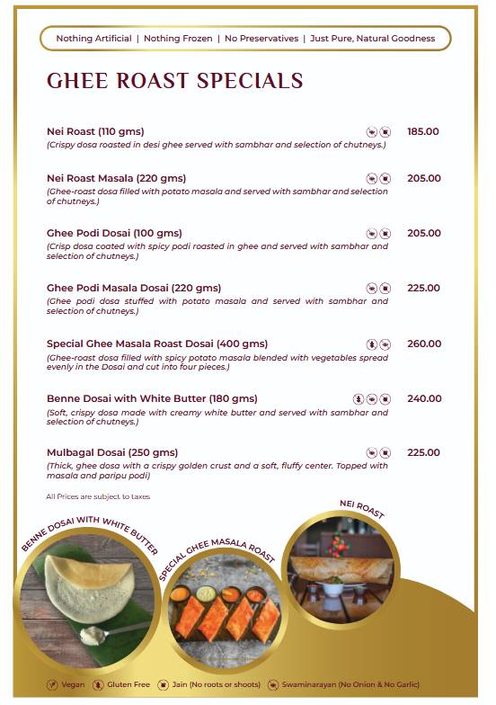 22nd Parallel menu