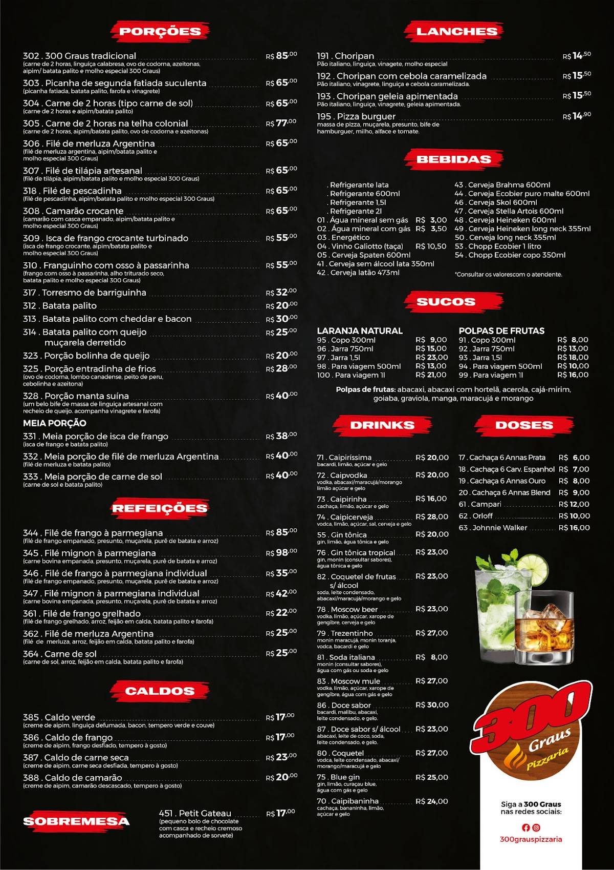 300 Graus Pizzaria cardápio