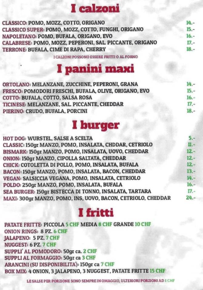 Menu di 300gradi Pizza & Burger 