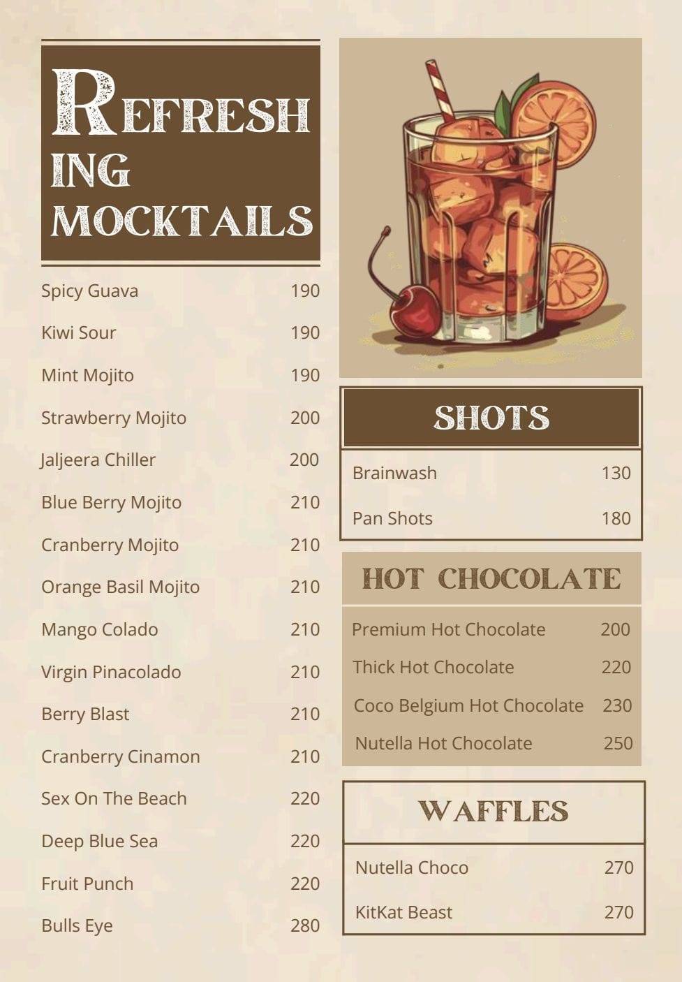 365 The Travel Cafe menu