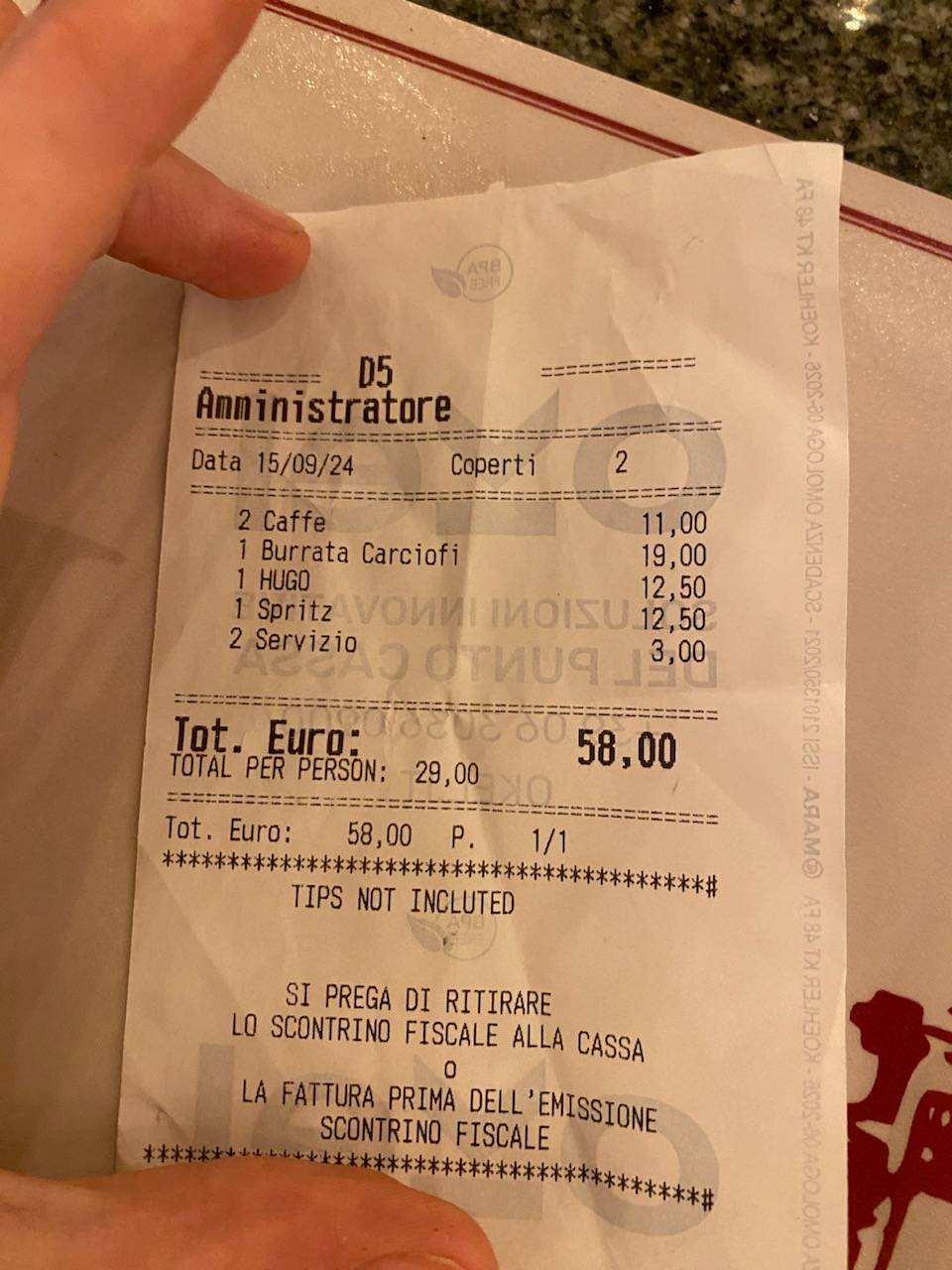 Menu de 4 Fiumi - Piazza Navona