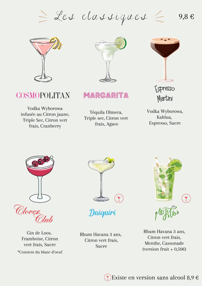 Menu de 54 Cocktails Bar - Arras