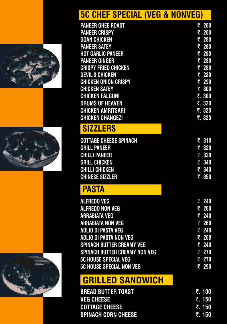 5C Resto Pub & Kitchen menu