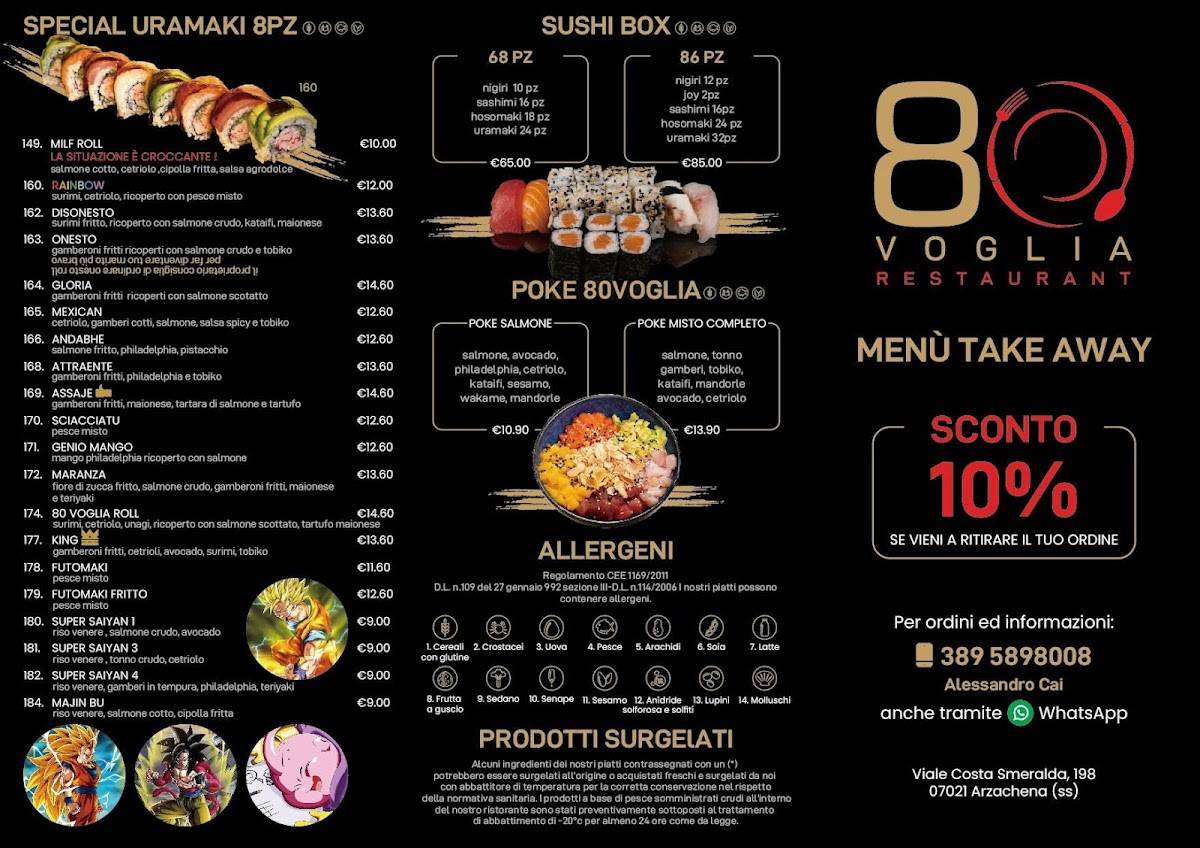 Menu di 80 voglia restaurant 