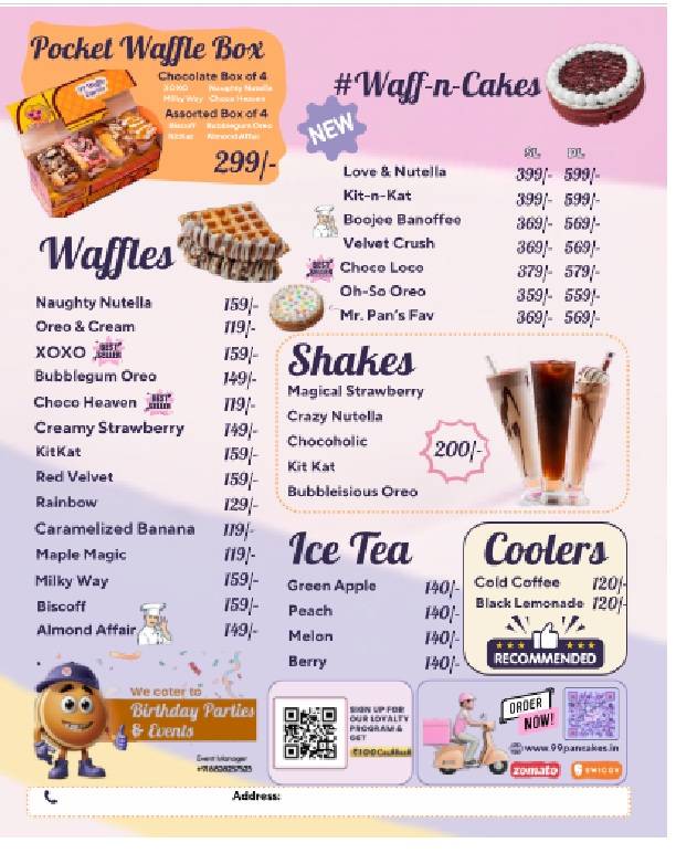 99 Pancakes in Raipur - Mini Pancakes, Waffles, Cakes, Pastries & more menu