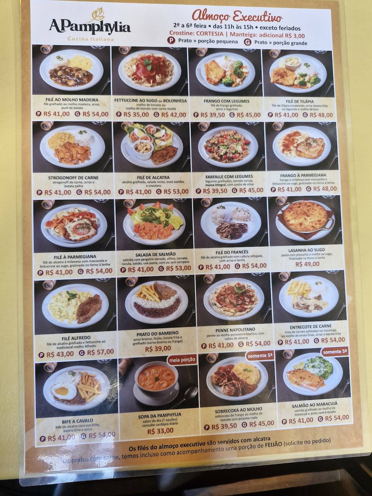 A Pamphylia Restaurant cardápio
