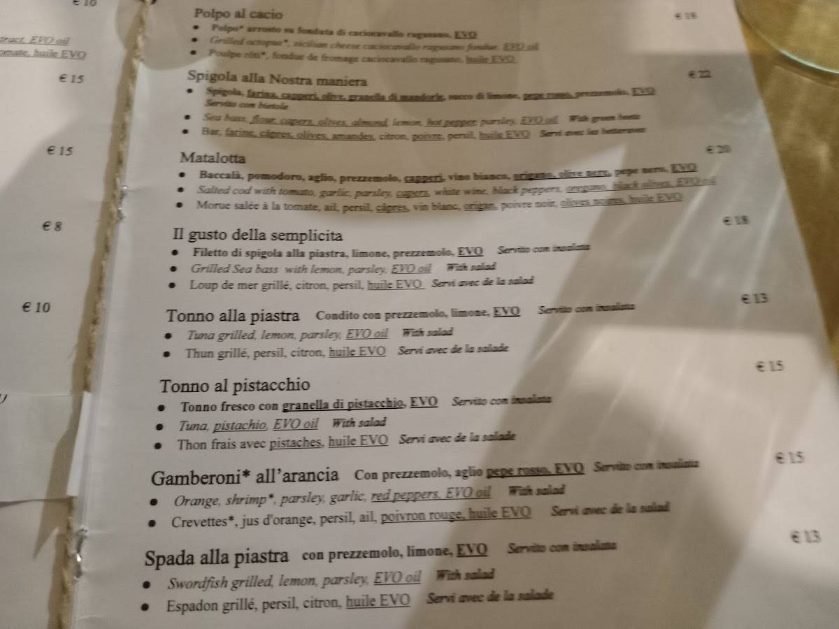 Menu di A Putia di Giugiò 