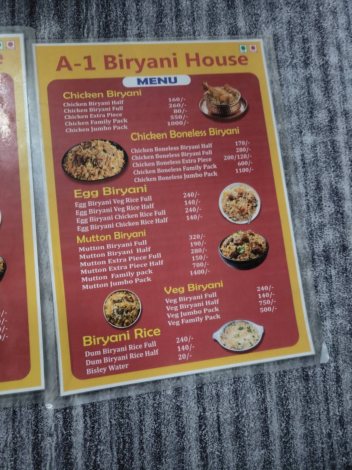 A1 Biryani House menu