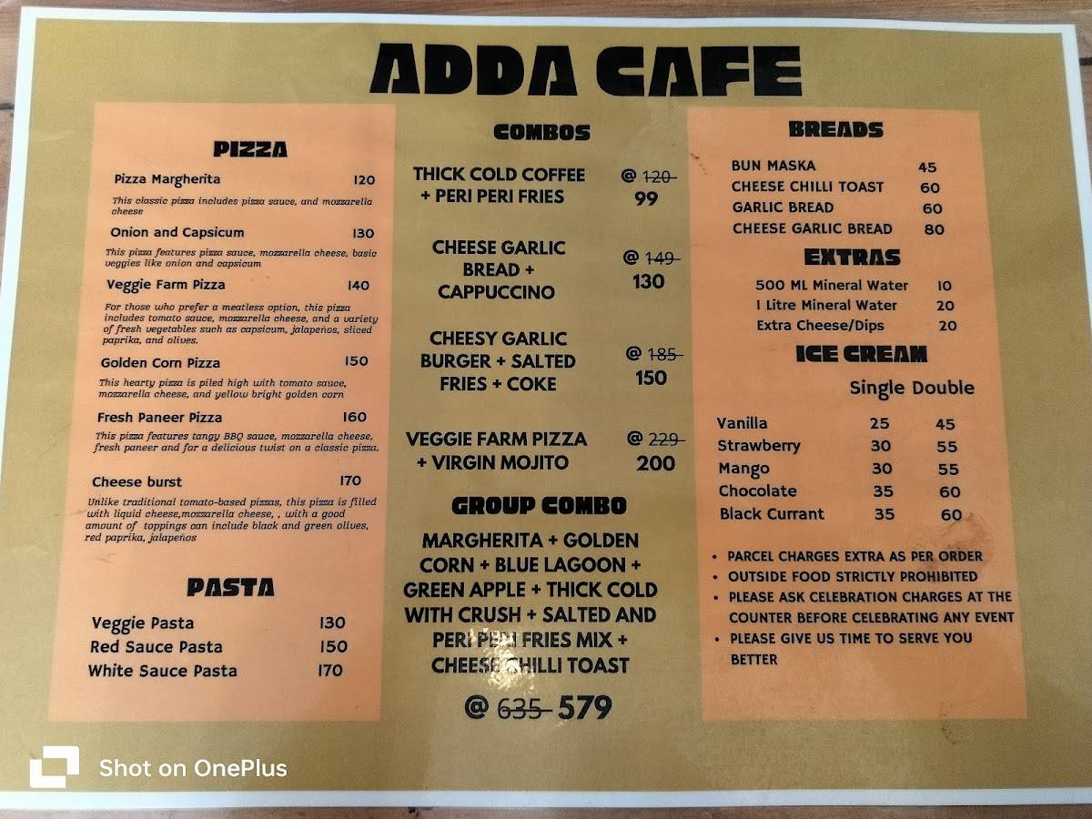 ADDA CAFE menu