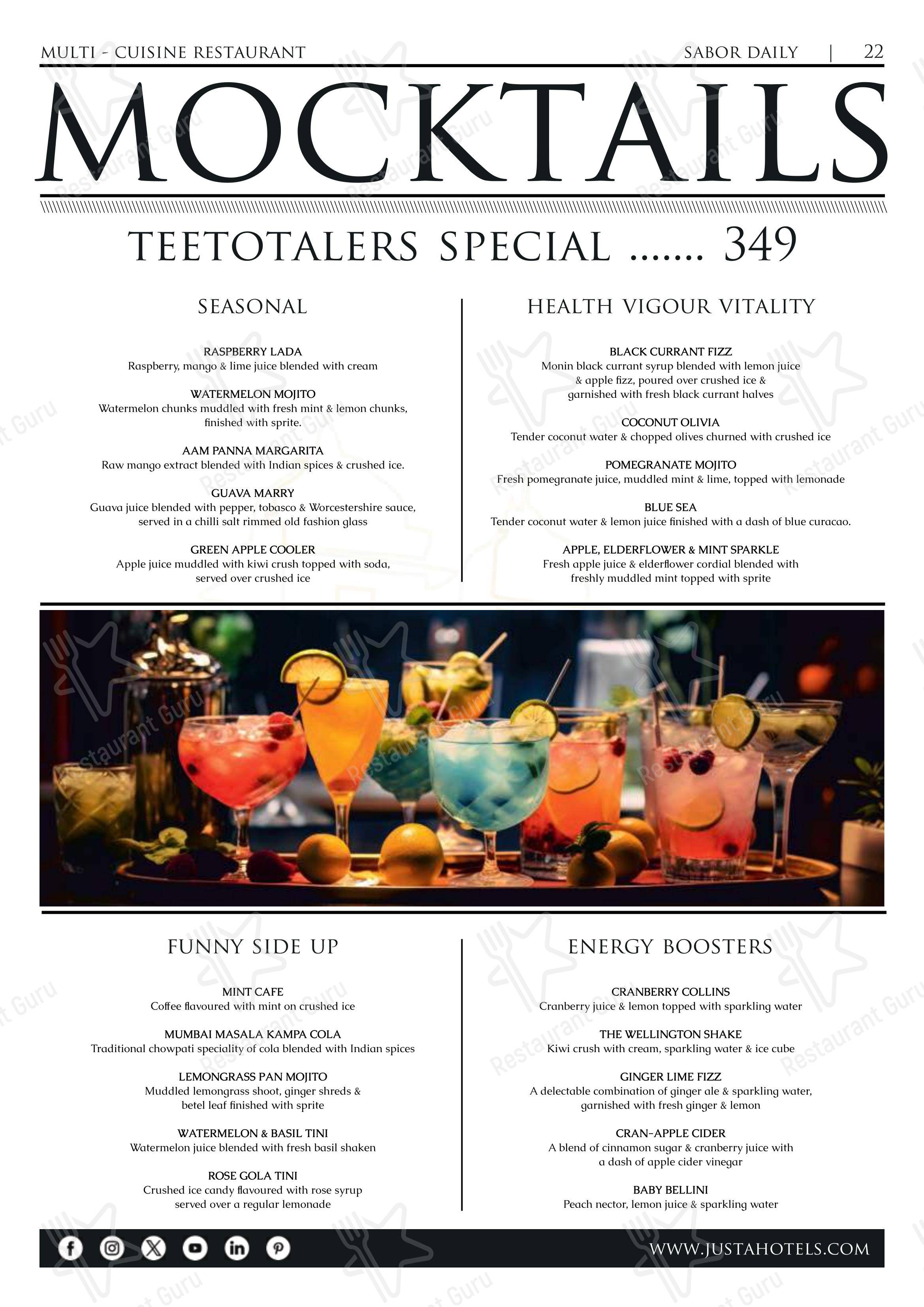 Menu for AIR, jüSTa Sajjangarh in Udaipur