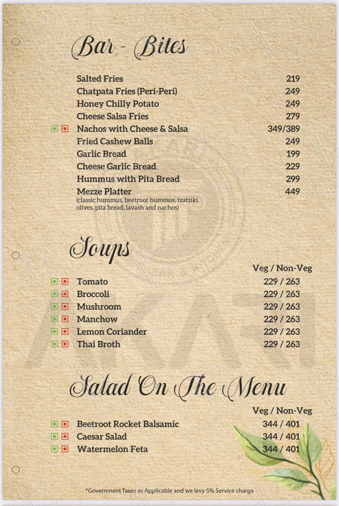 AKARI - Lounge, Bar & Kitchen menu