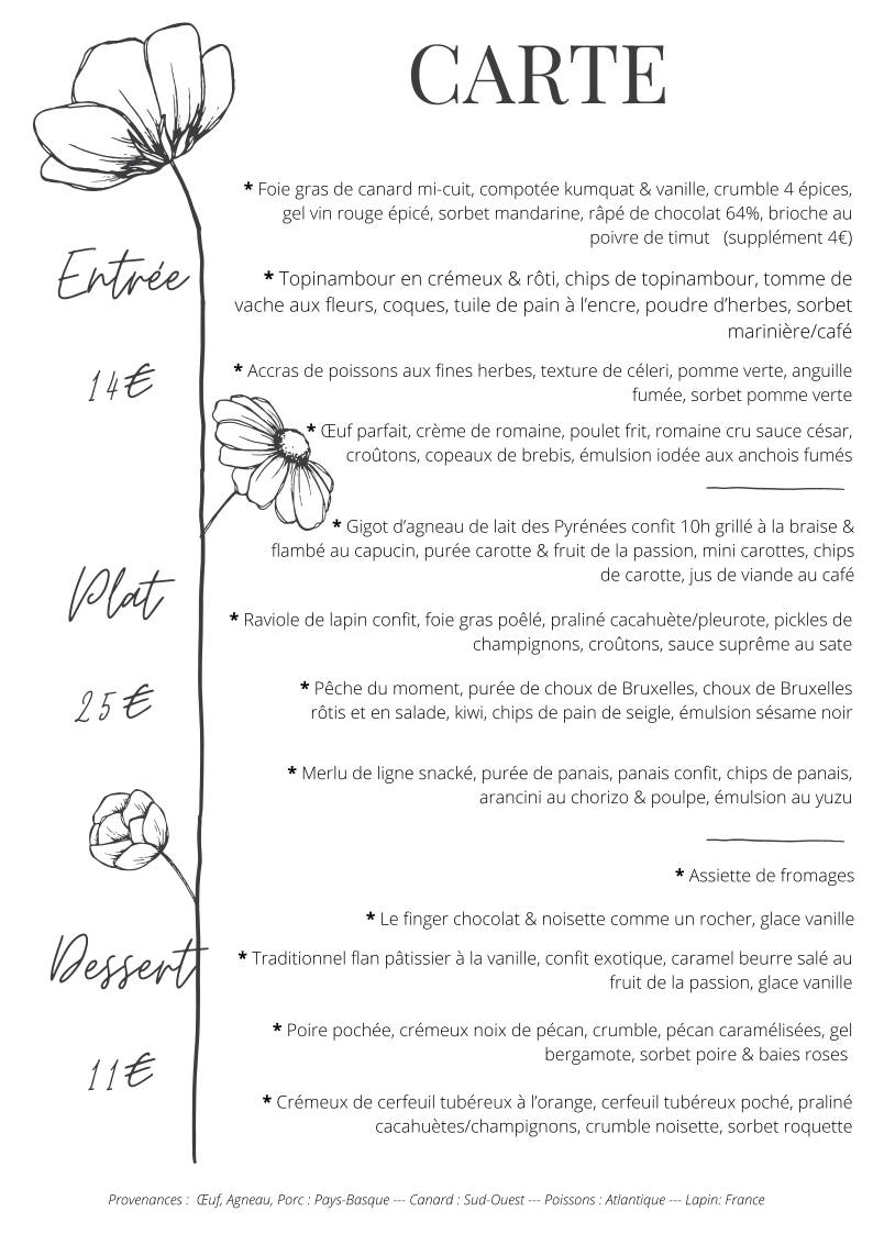 Menu de AUBERGE IPARLA