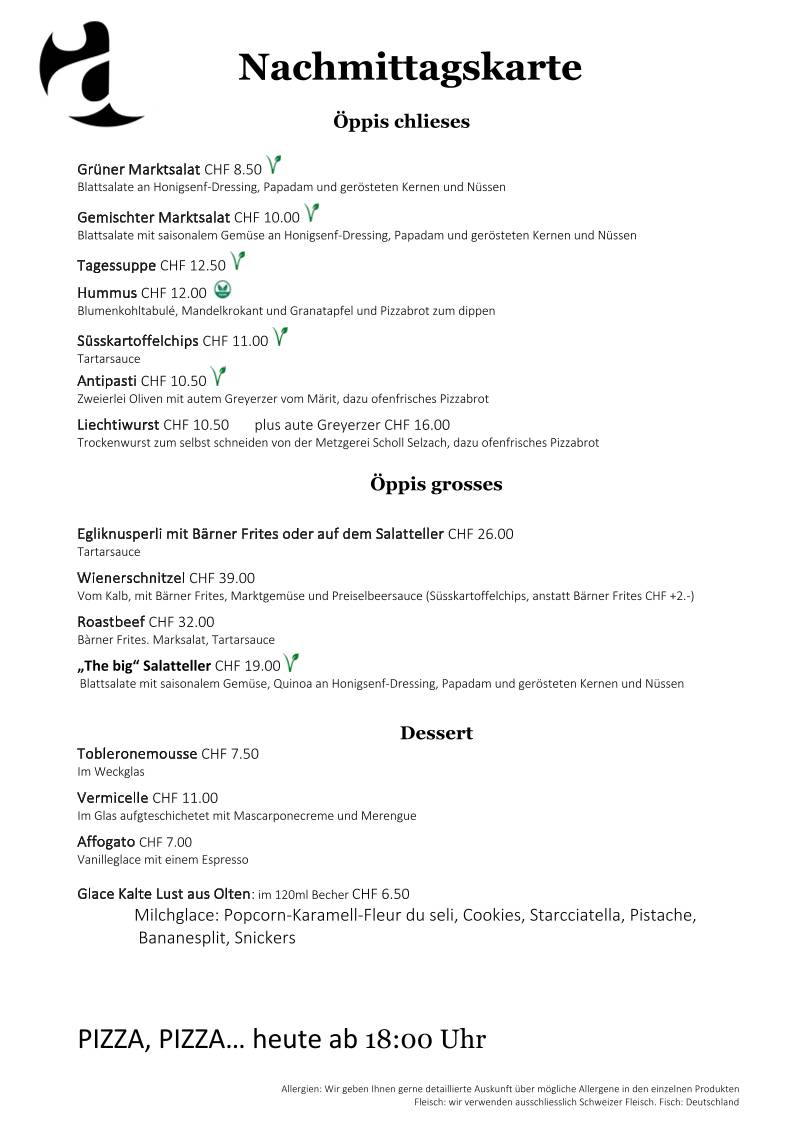 Menu de Aarebar