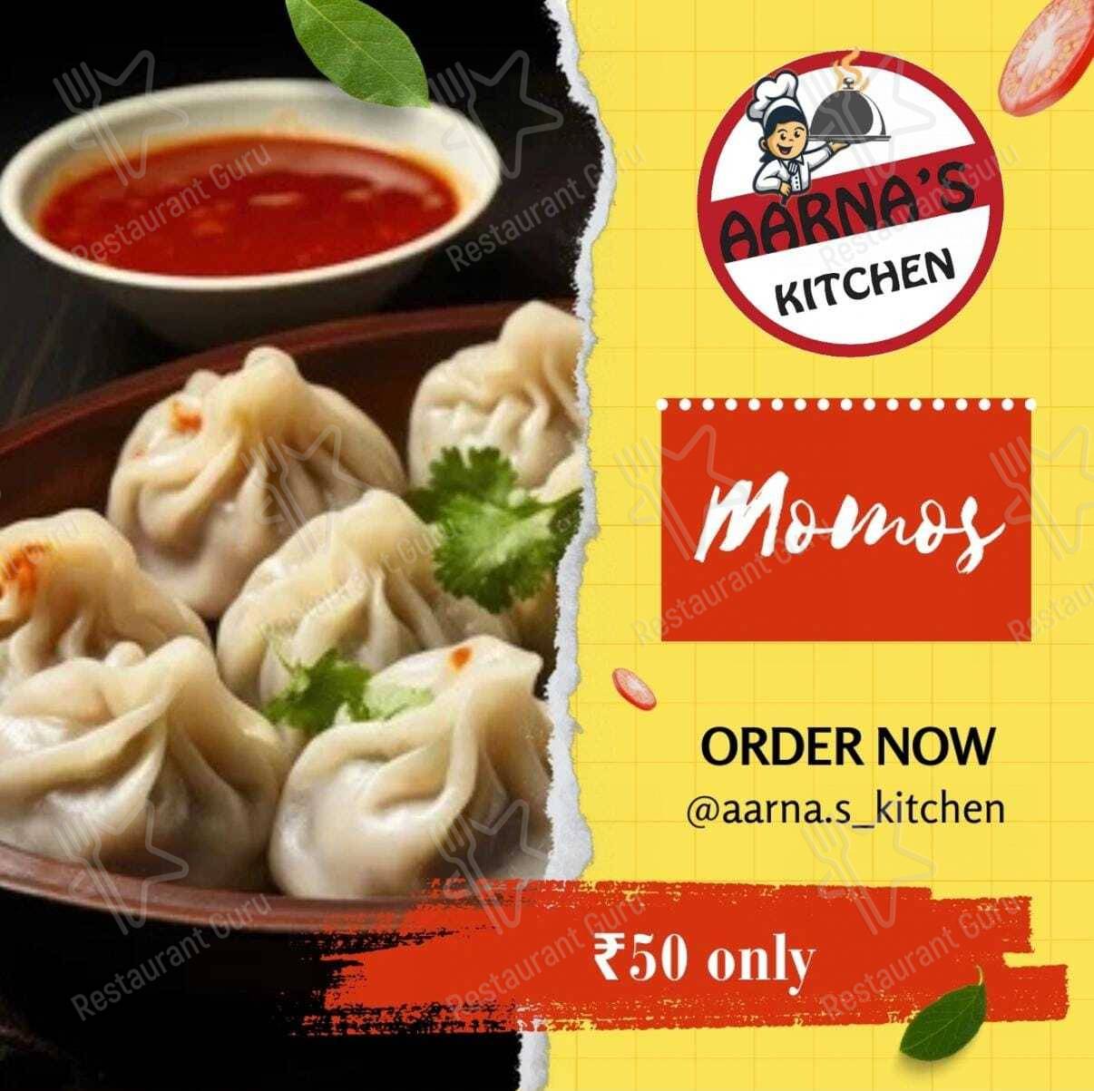 Aarna's kitchen menu - dishes and beverages