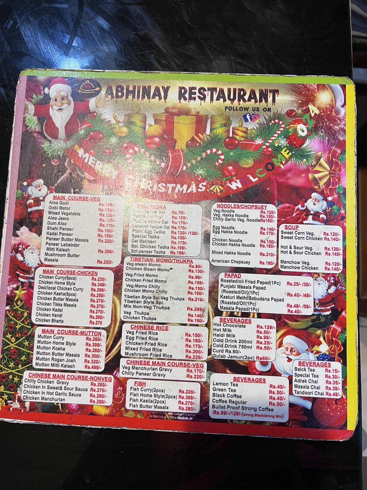 Abhinay Restaurant menu