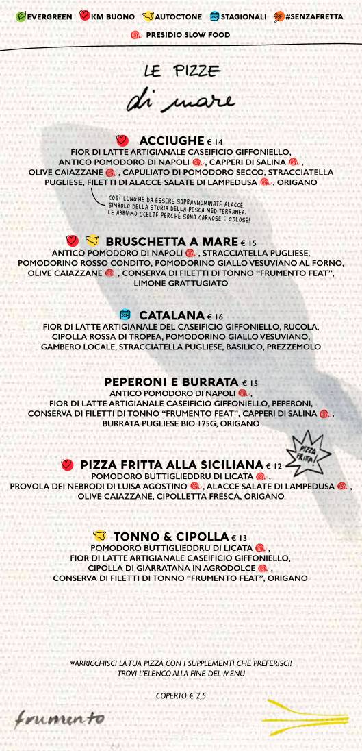 Menu di Frumento Pizzeria Acireale 