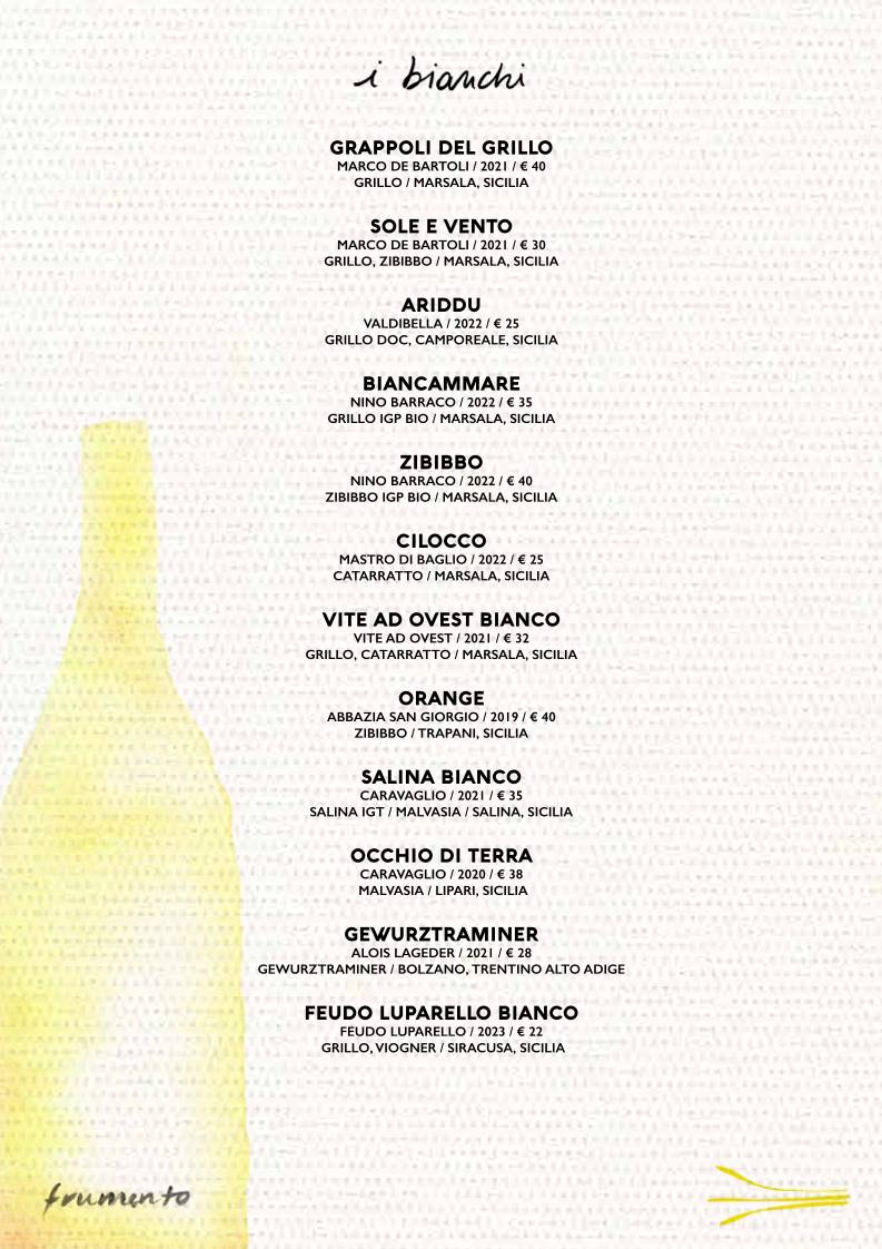 Menu di Frumento Pizzeria Acireale 