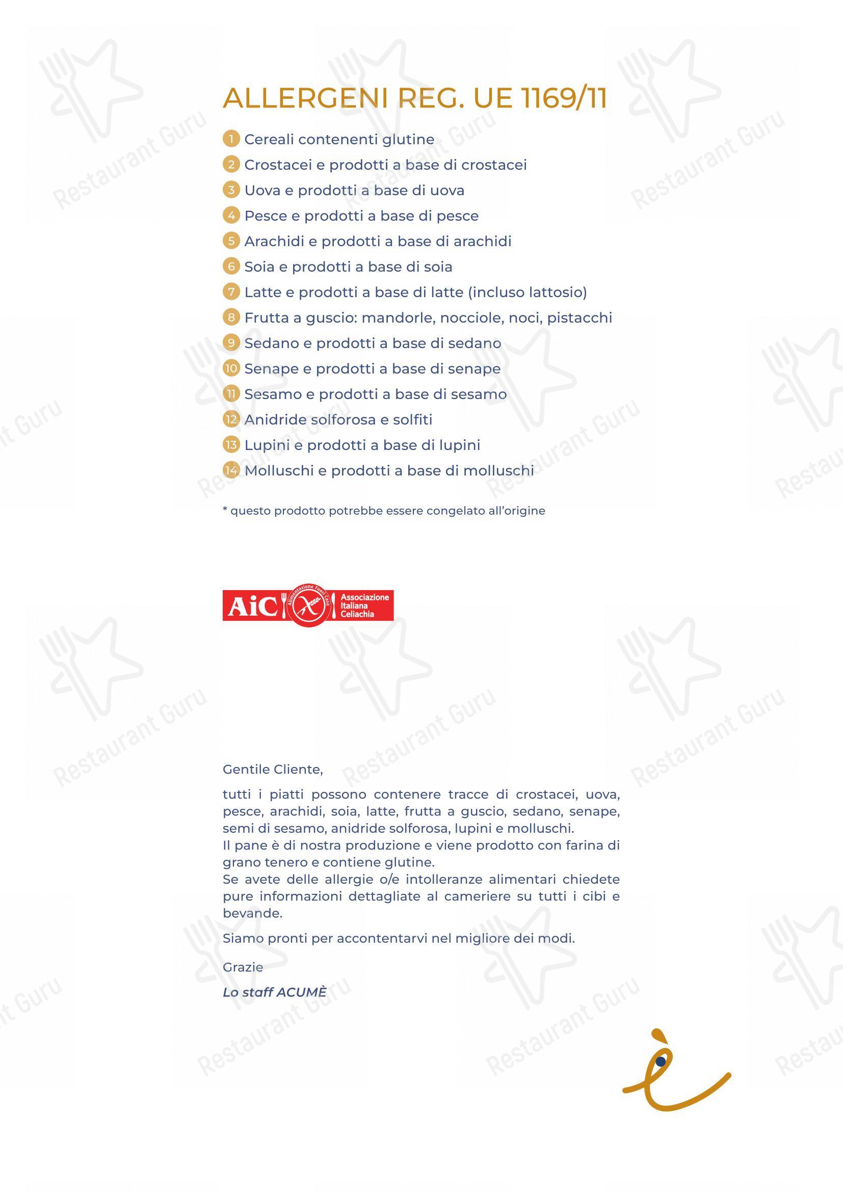 Menu bar per ACUMÈ L'Accento Che Fa La Differenza in Legnano