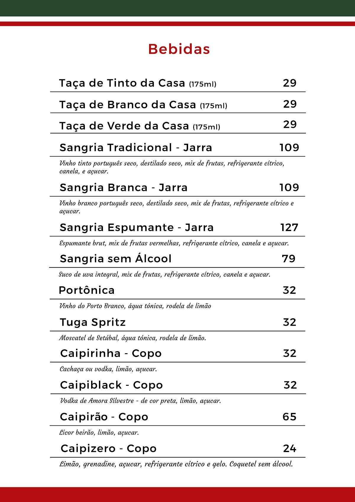 Afonso's cardápio