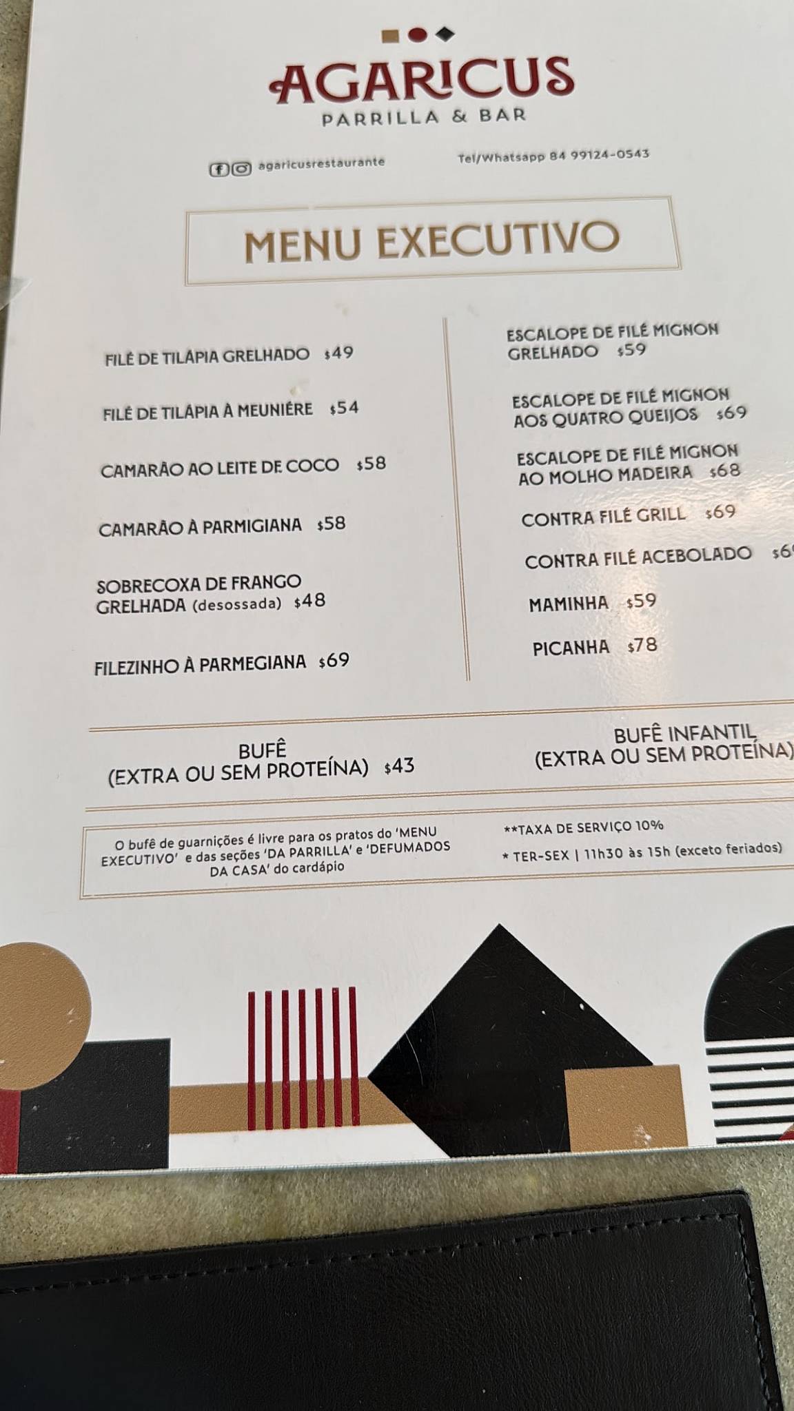 Agaricus Restaurante cardápio