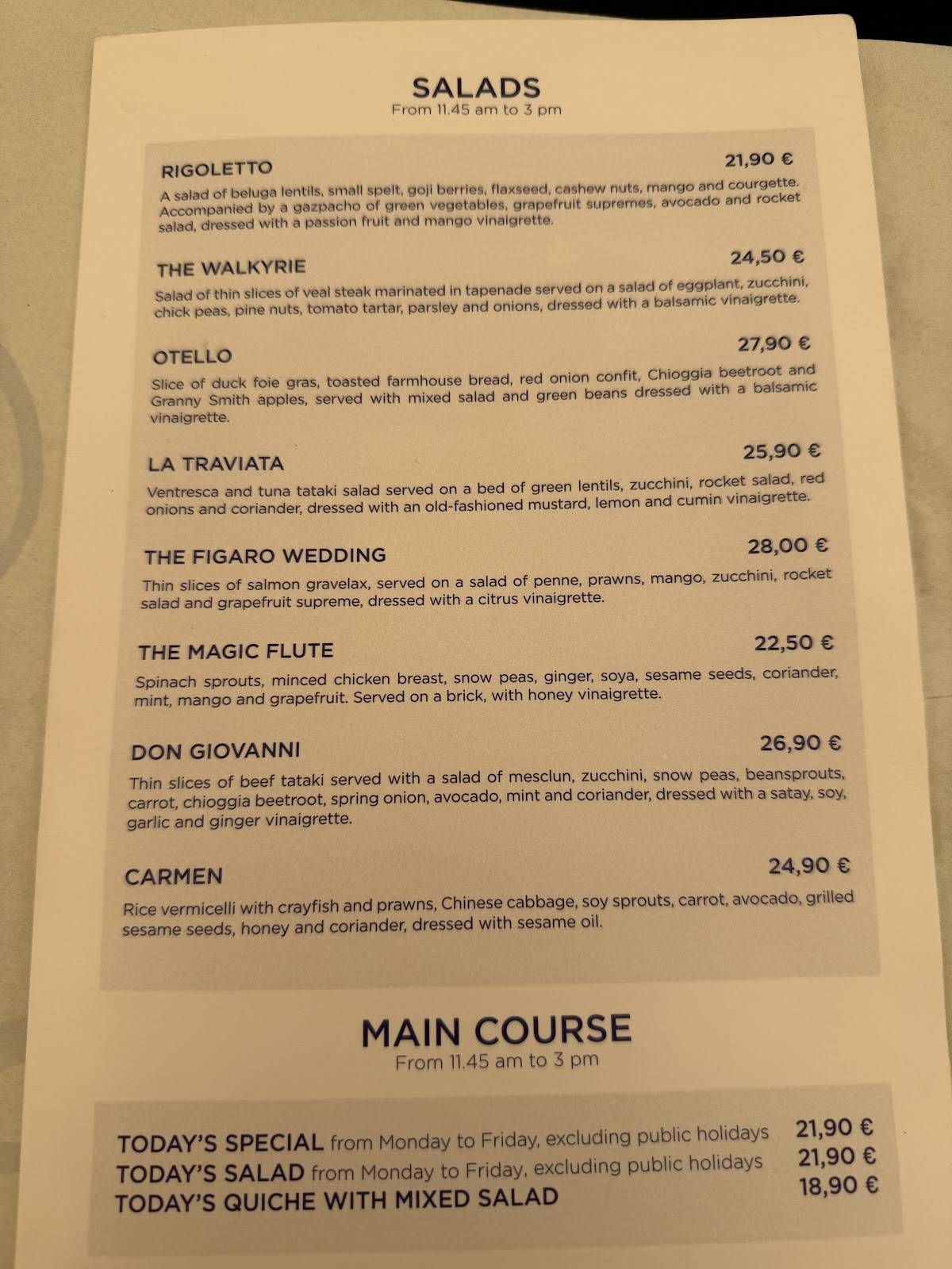 Menu de Café Caumont