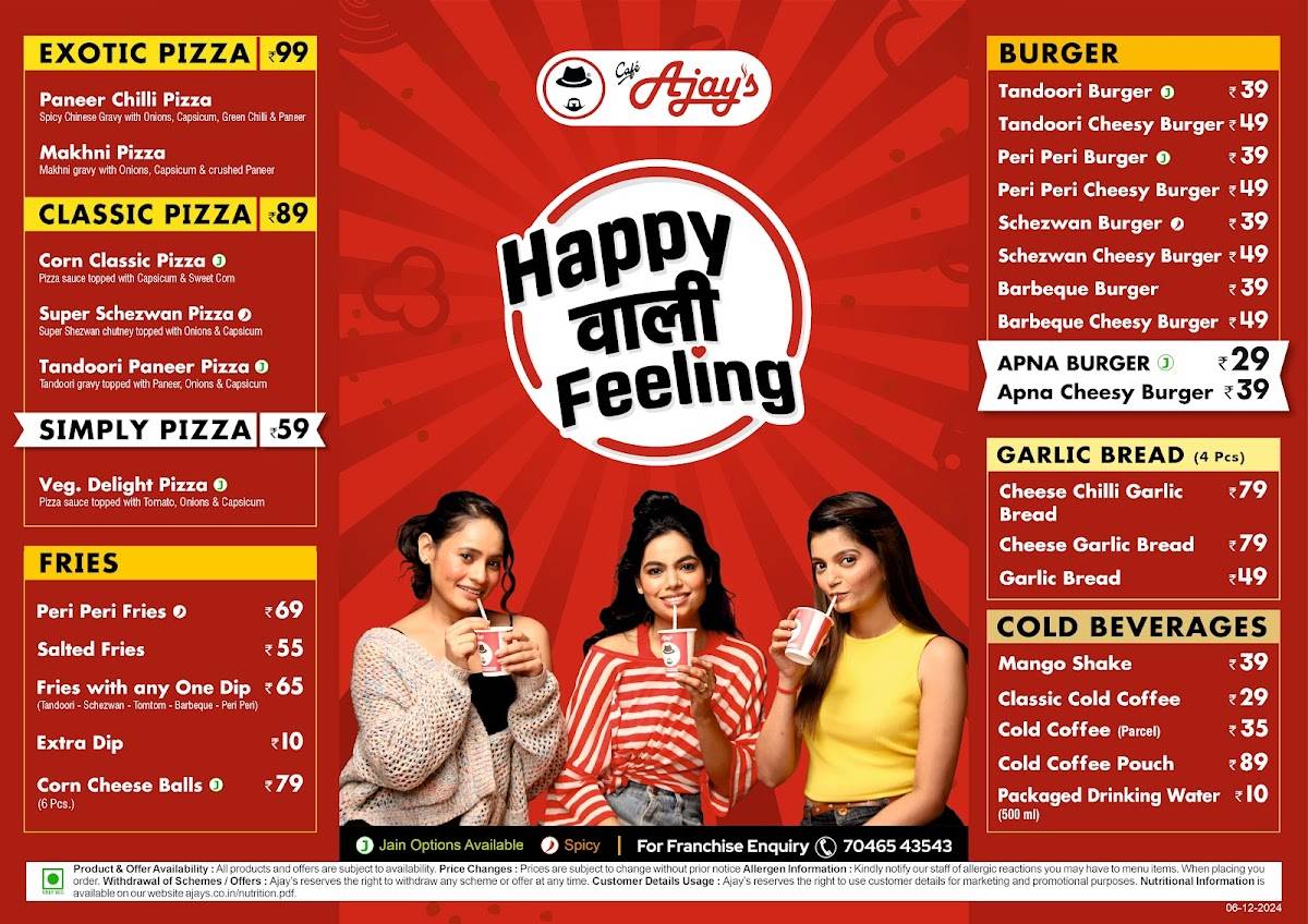 Ajay's Cafe menu
