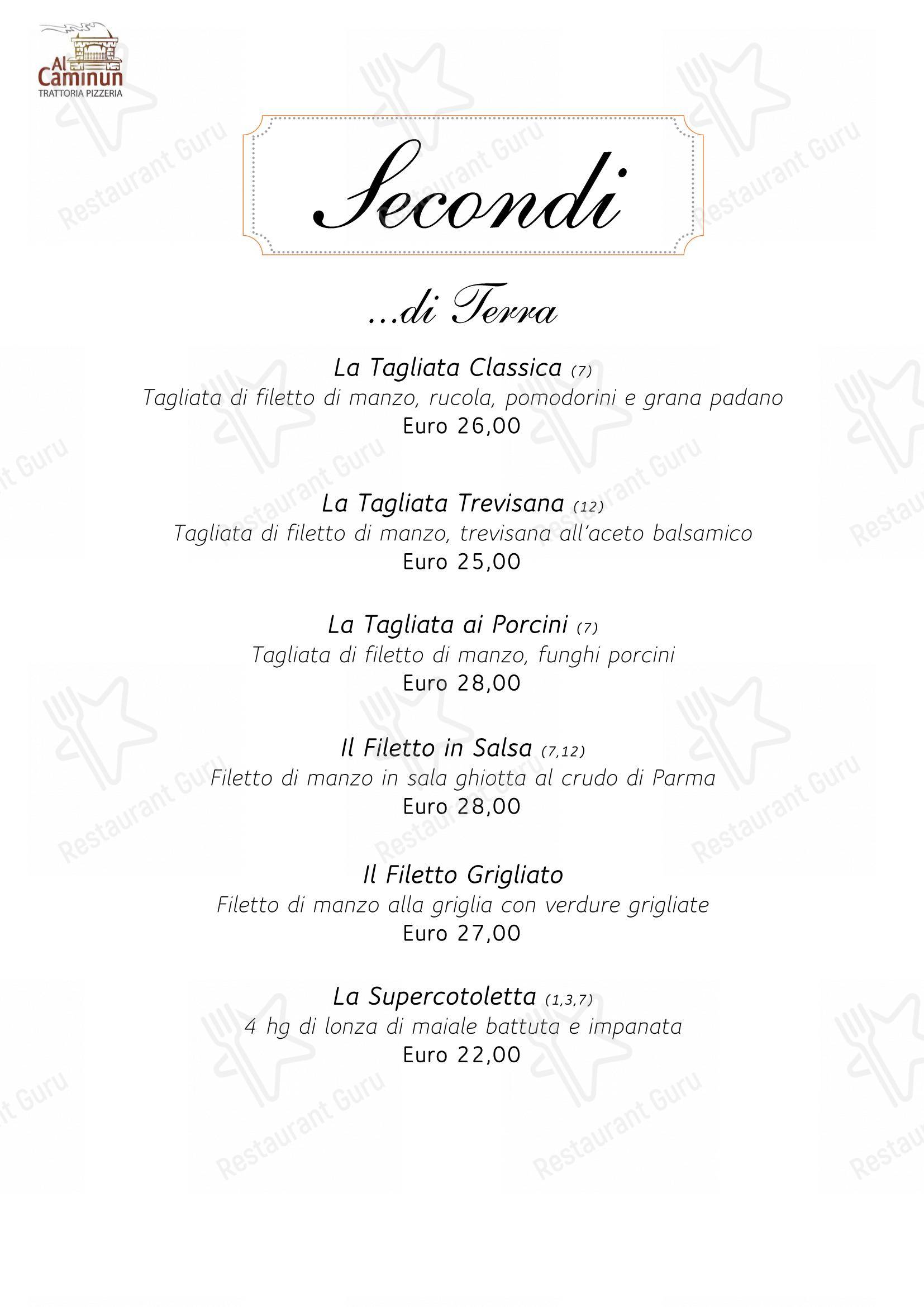 Al Caminun Trattoria Pizzeria in Merate - Menu