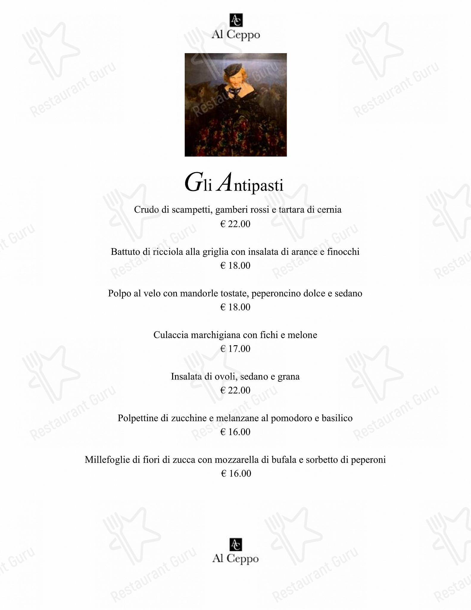 Menu di Ristorante al Ceppo - Menu Dinner