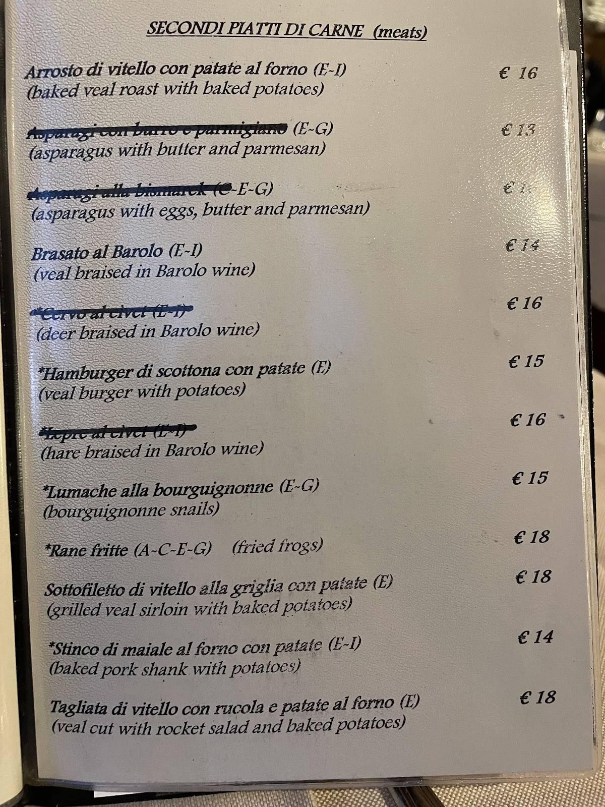 Menu di Ristorante al Frate 