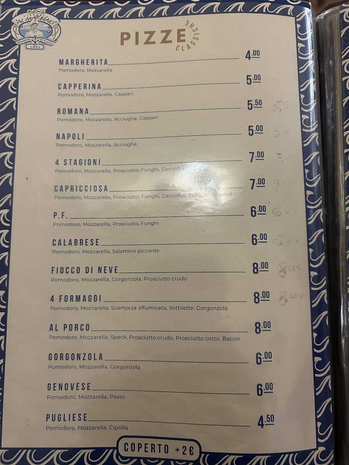 Menu di Al Marinaio 