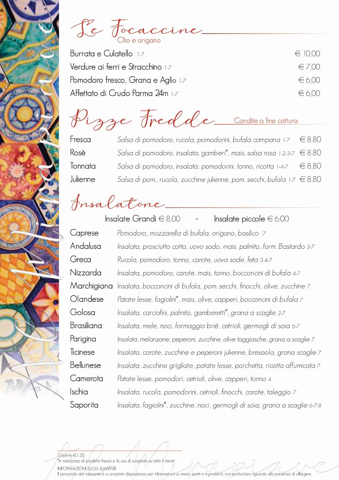 Menu di Al Mirapiave 