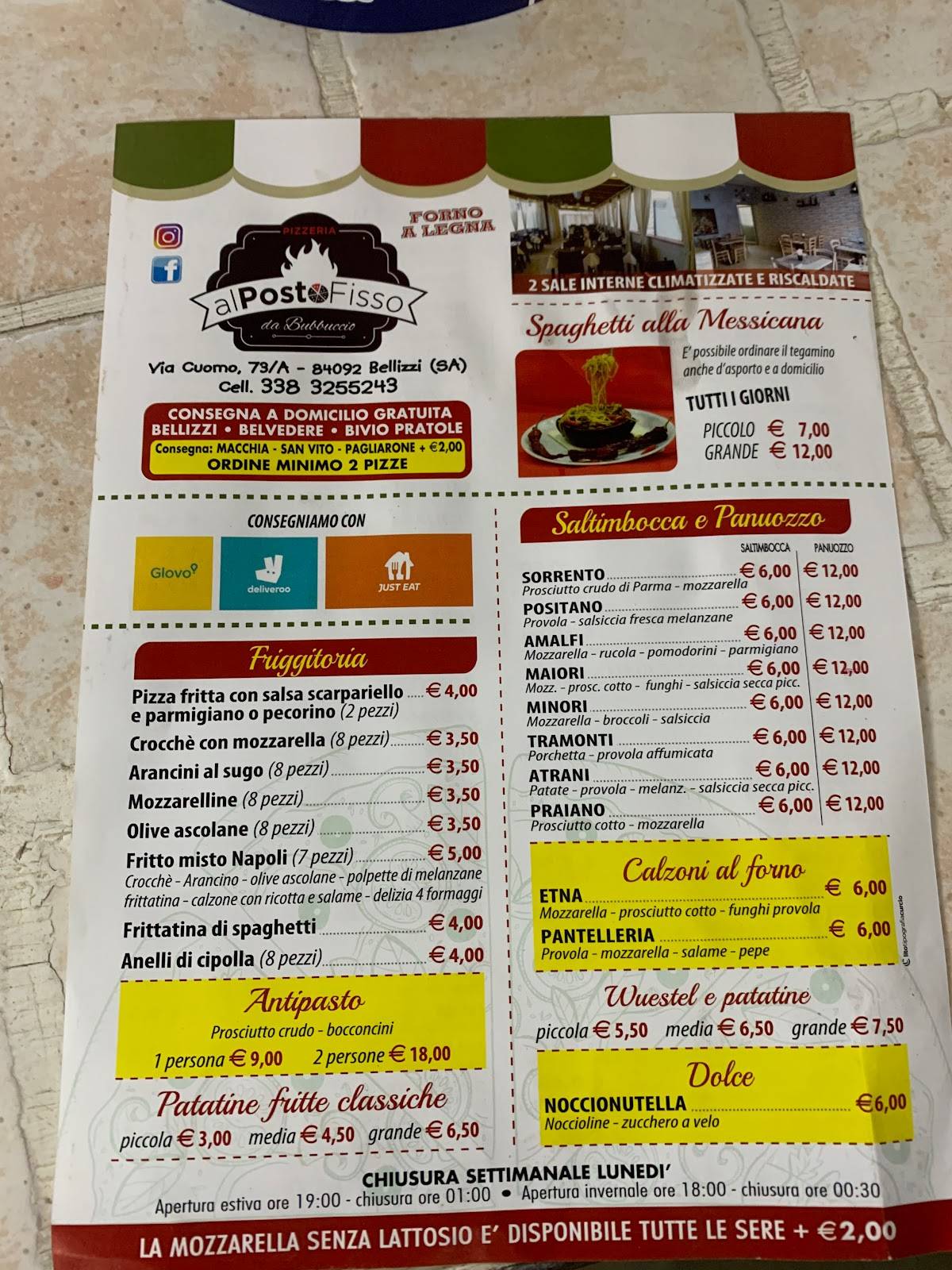 Menu di al posto fisso 