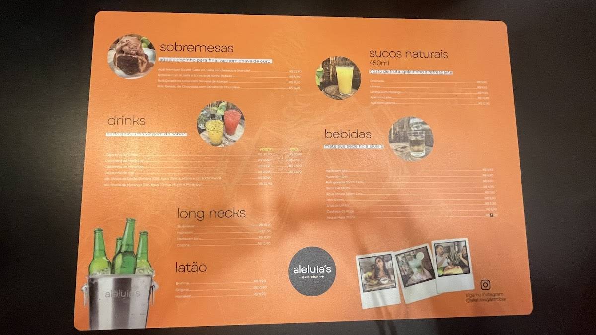 Aleluia’s Gastrobar cardápio