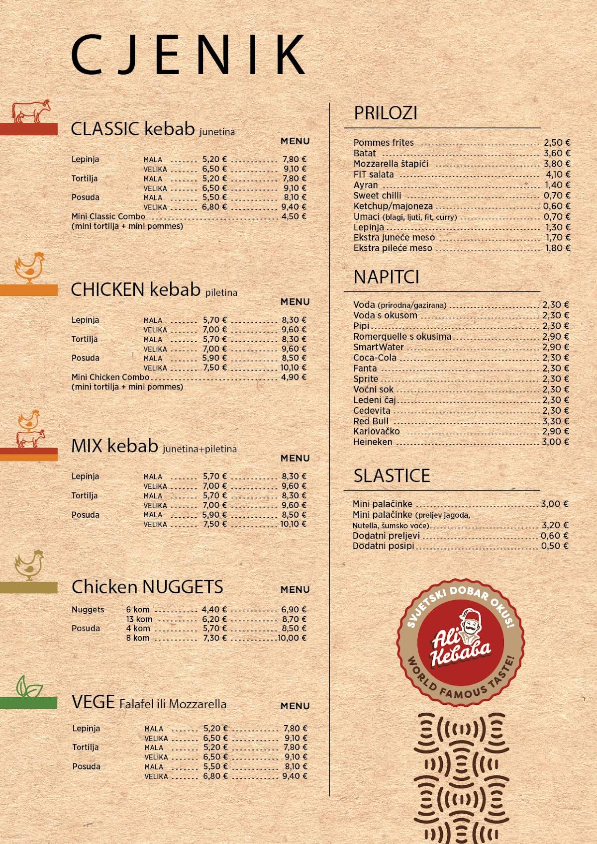 Menu di Ali Kebaba ( Langov Trg ) 