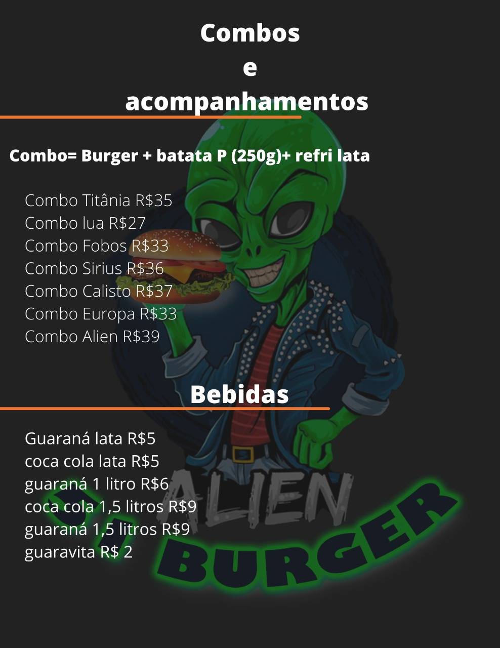 Alien 51 Burger cardápio