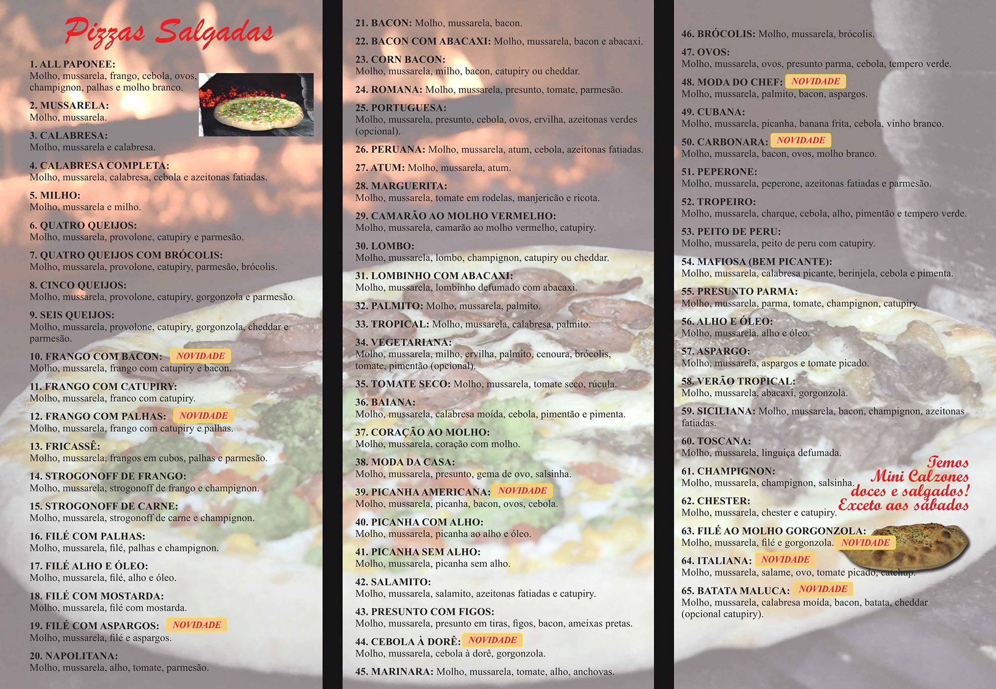 All Paponee Pizzaria cardápio