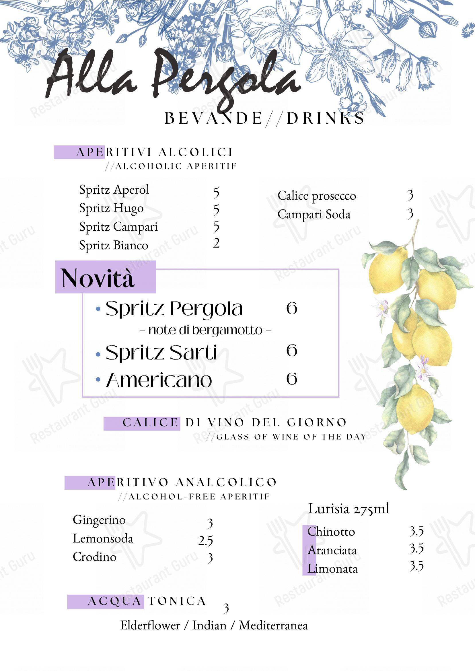 Menu per Alla Pergola - Albergo - Ristorante - Pizzeria pizzeria