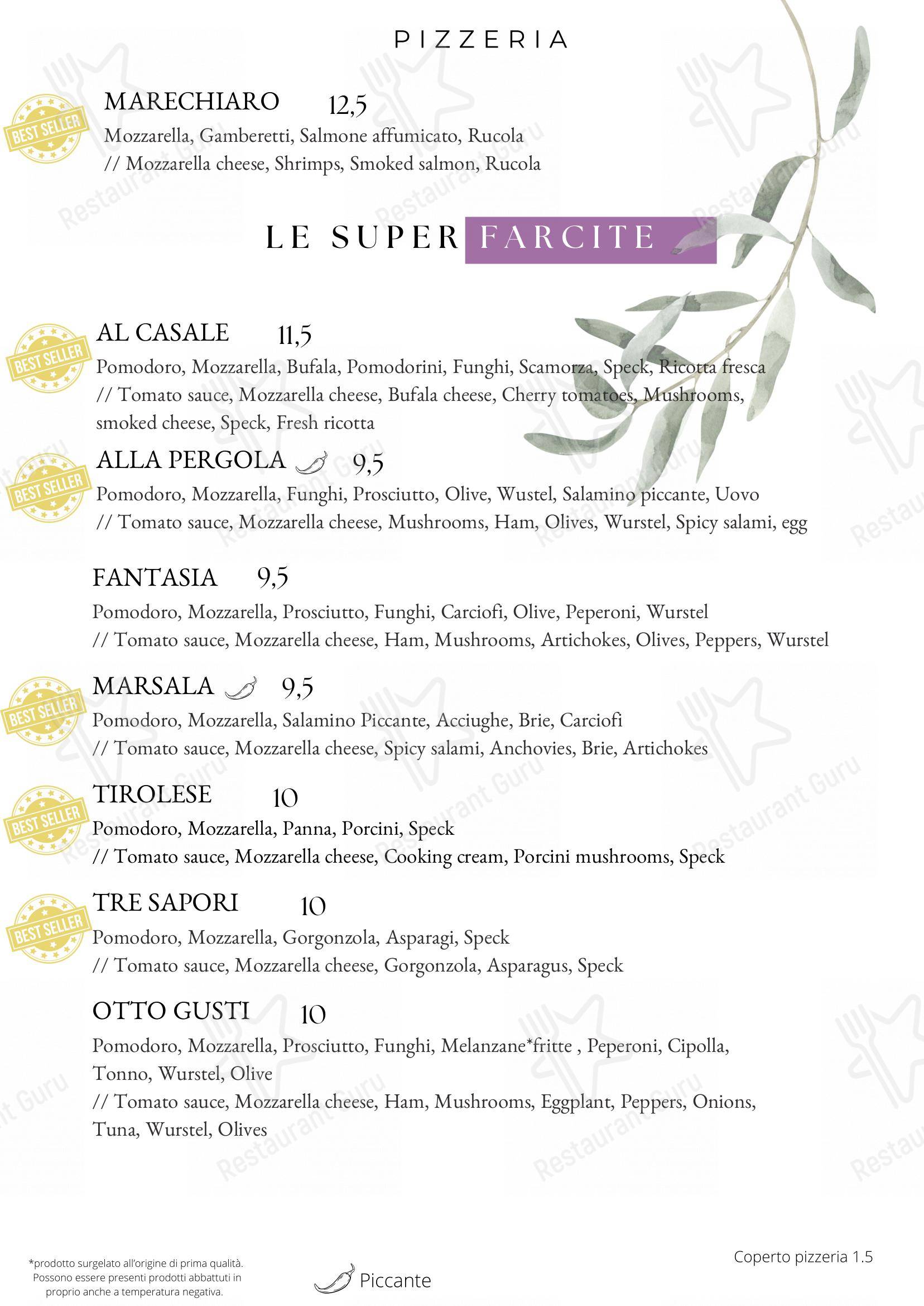 Alla Pergola - Albergo - Ristorante - Pizzeria in Cormons - Menu