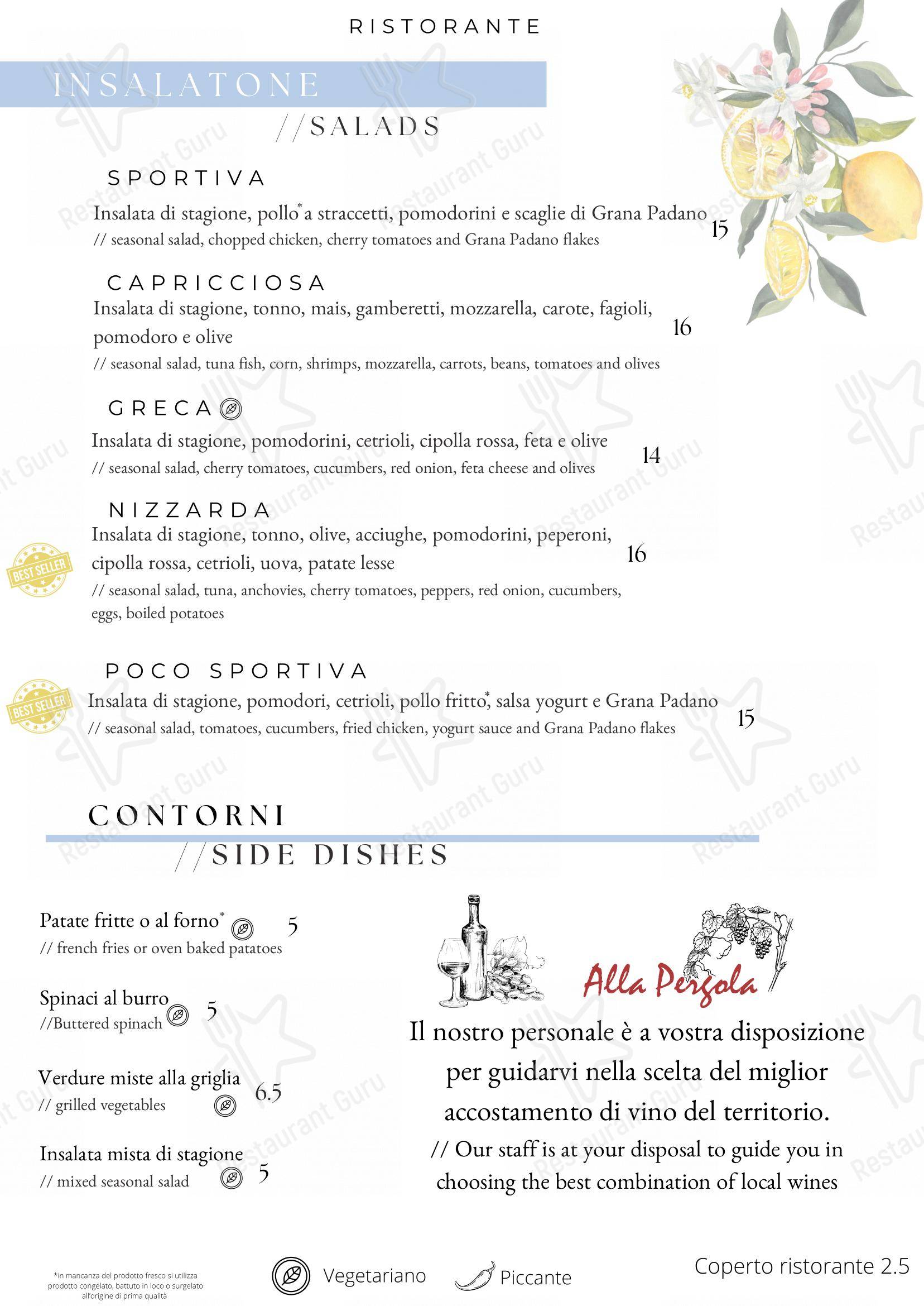 Menu di Alla Pergola - Albergo - Ristorante - Pizzeria - Menu