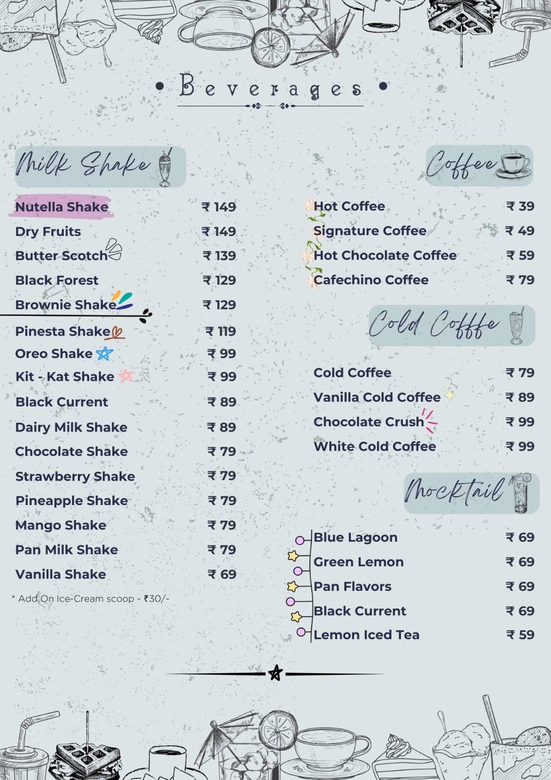 Alora Cafe & Restaurant menu