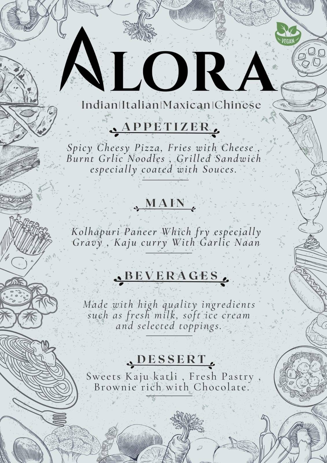 Alora Cafe & Restaurant menu