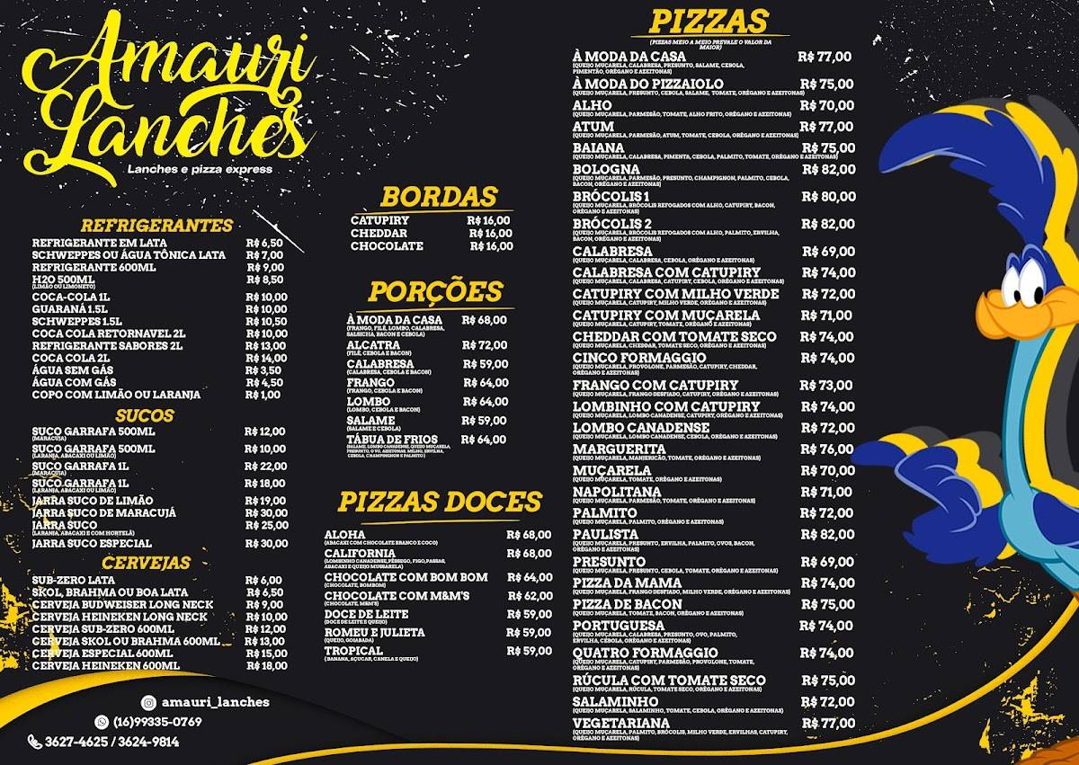 Amauri Lanches cardápio