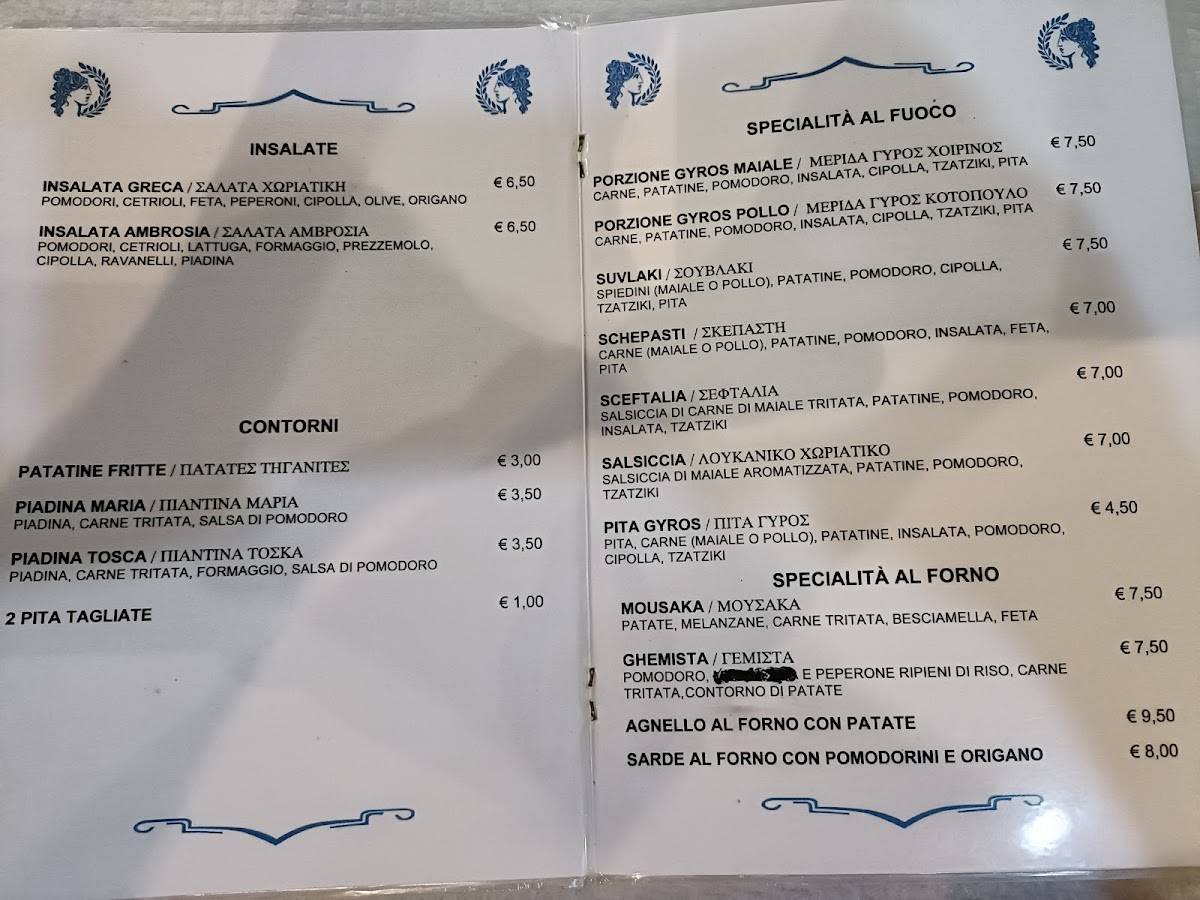 Menu di Ambrosia Ristorante Greco 