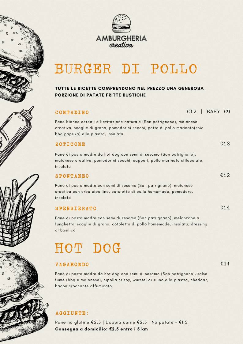 Menu di Amburgheria Creativa Forlì 