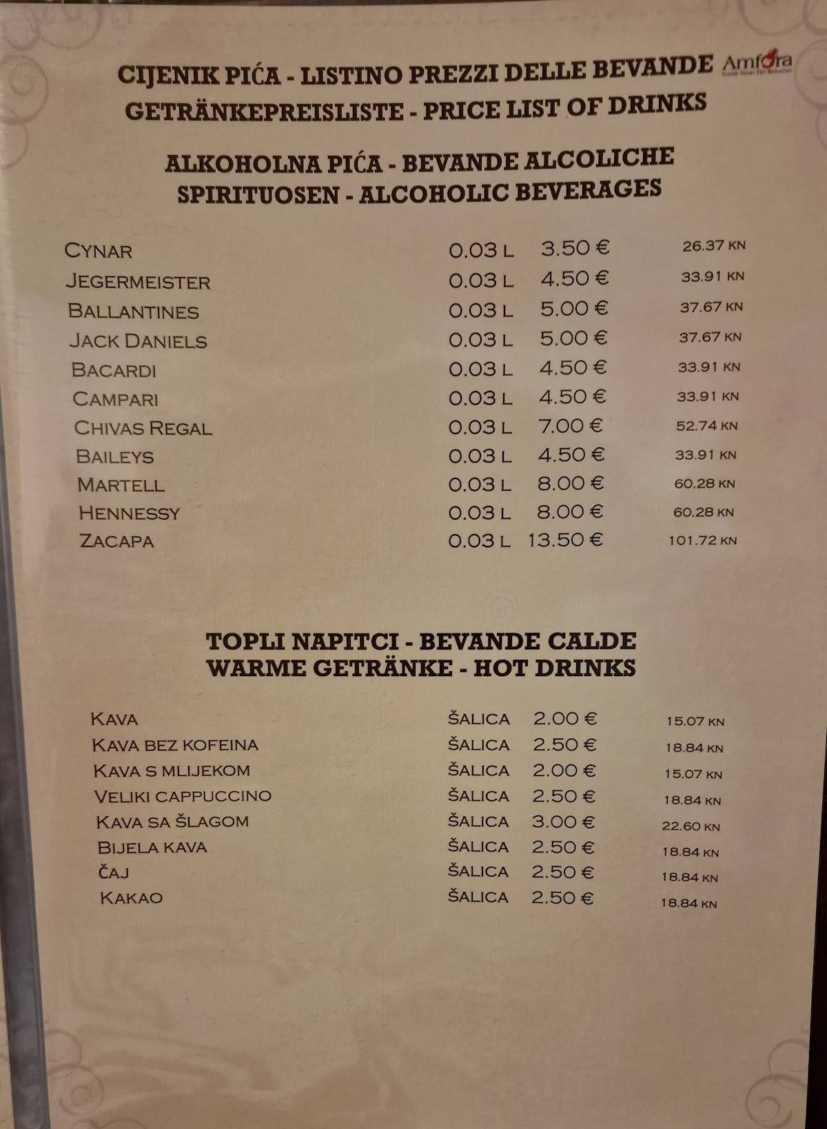 Menu di Amfora & Bonazza 