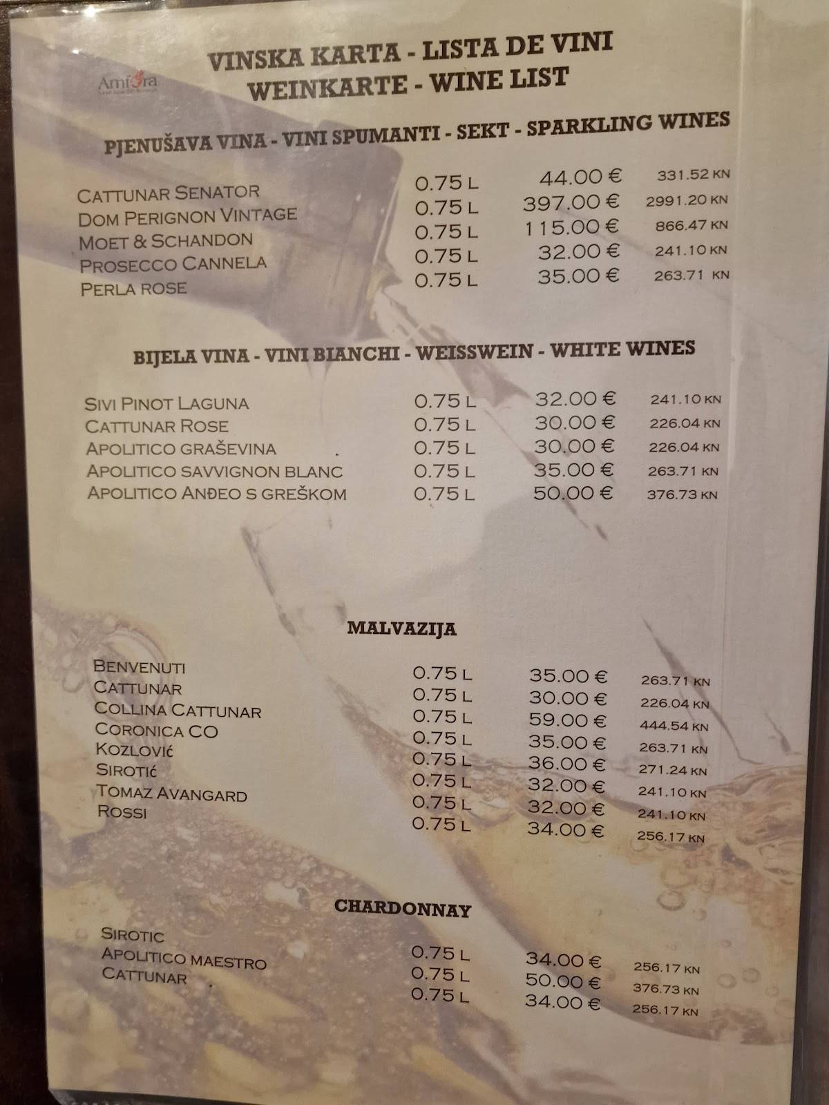 Menu di Amfora & Bonazza 