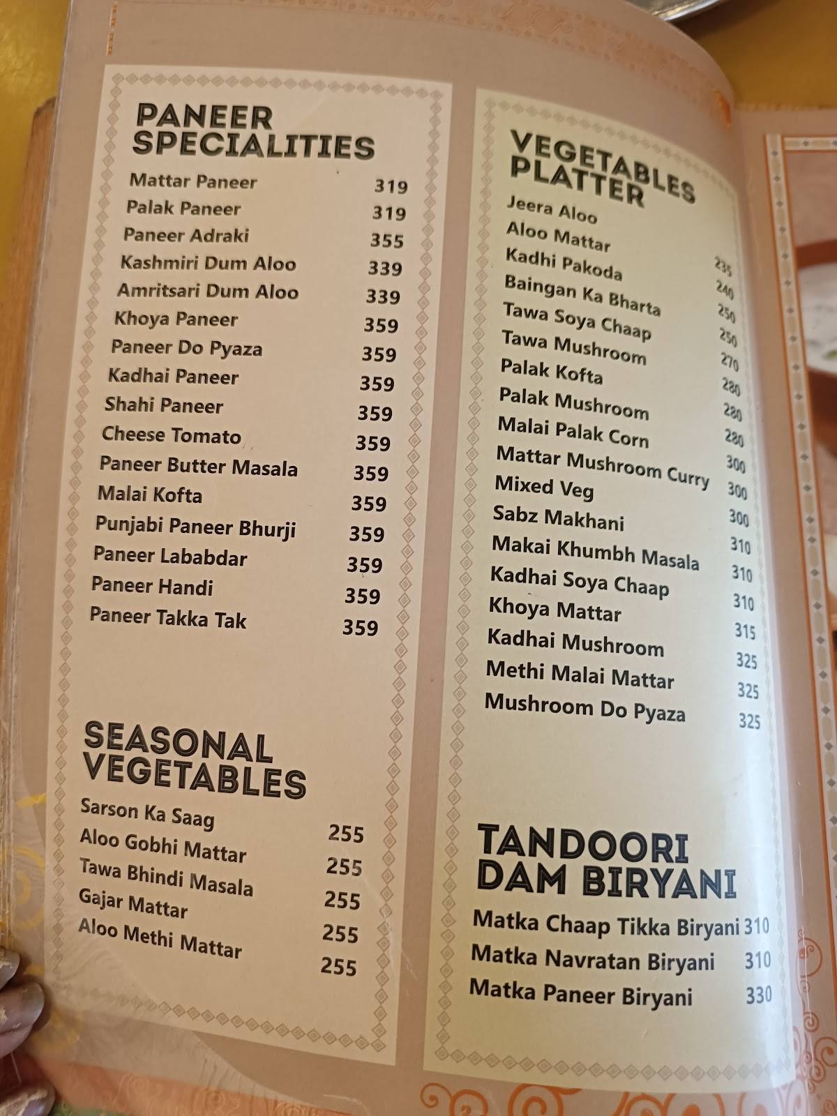 Amrik Sukhdev menu