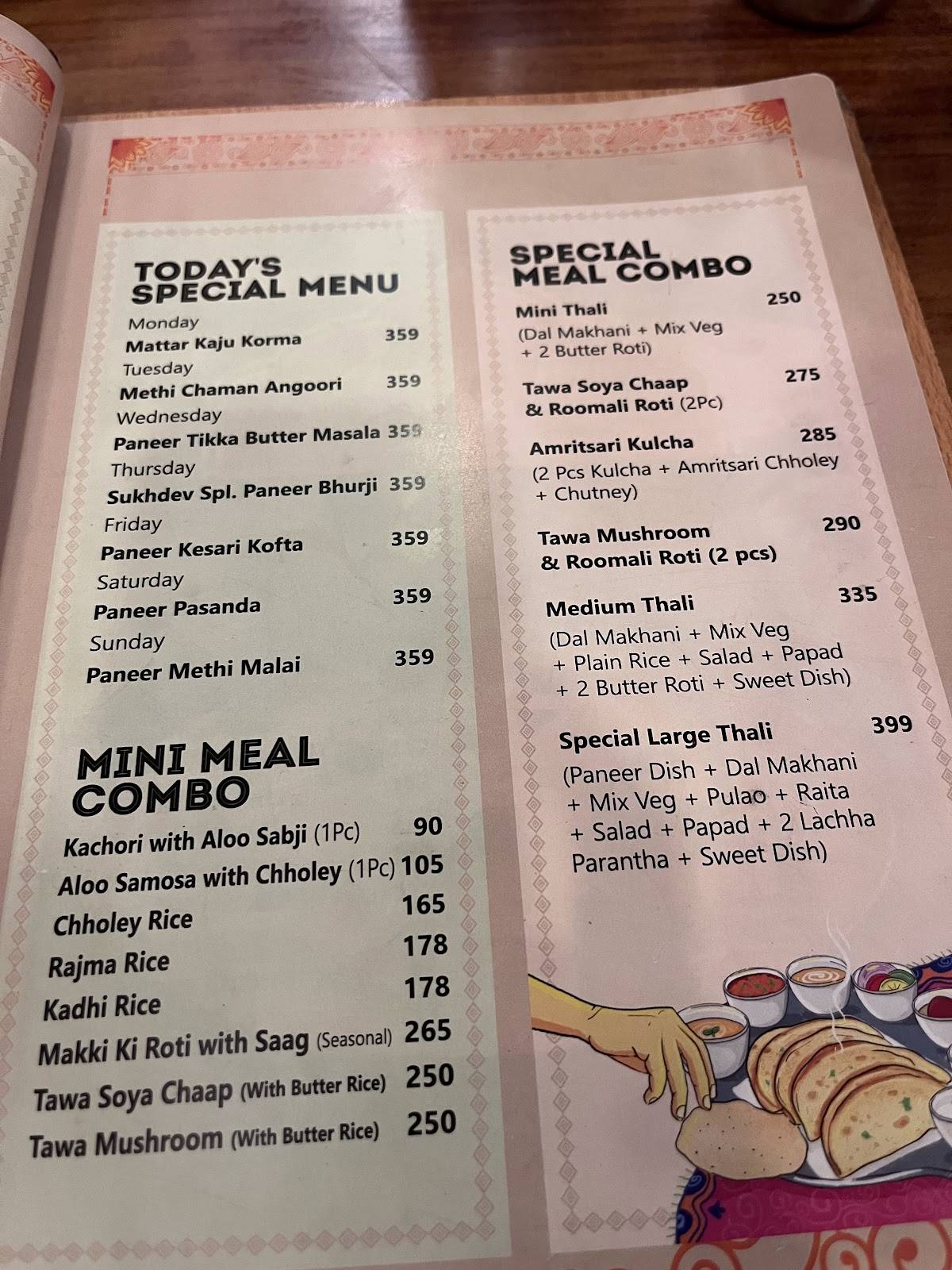 Amrik Sukhdev menu