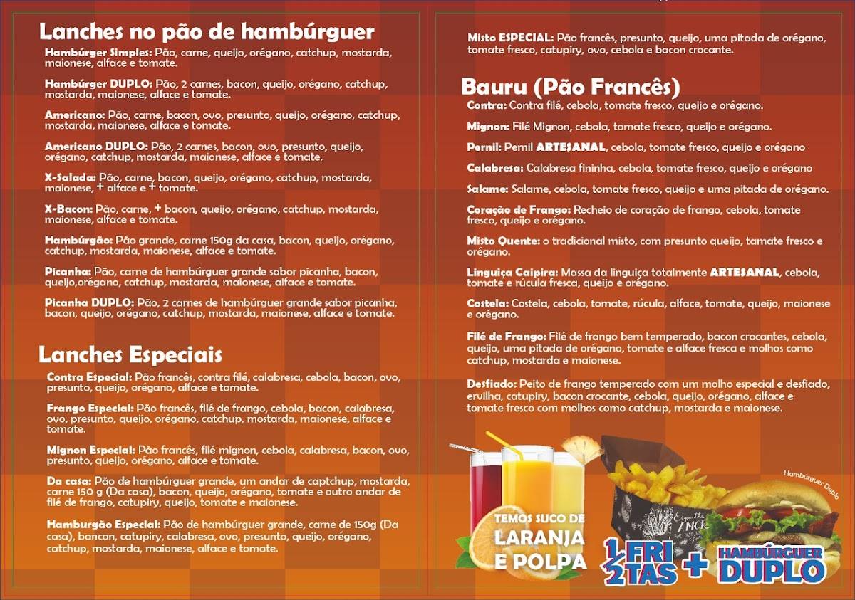 Anania´s Bar & Lanches av.29 cardápio