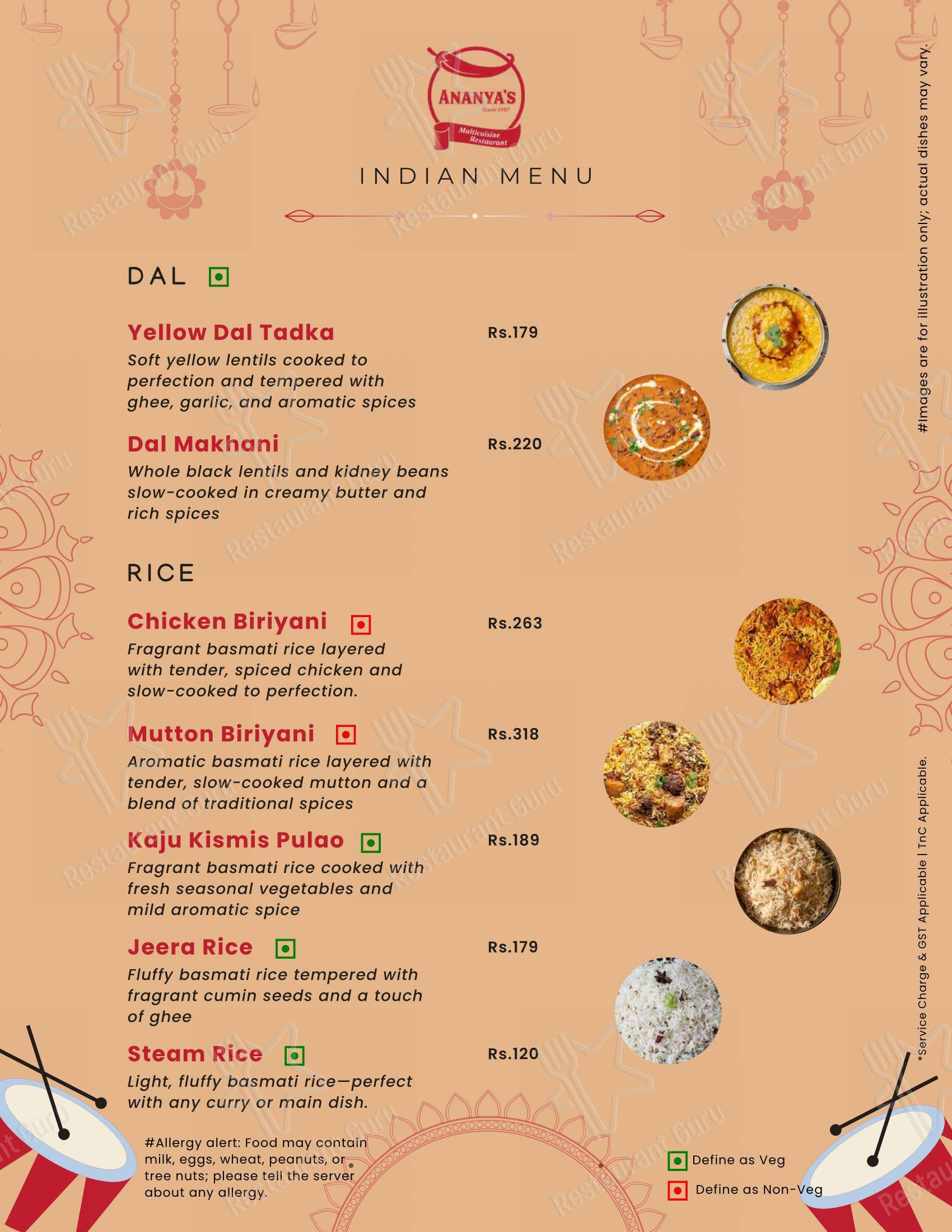 Menu for Ananya's Multicuisine Restaurant in Durgapur